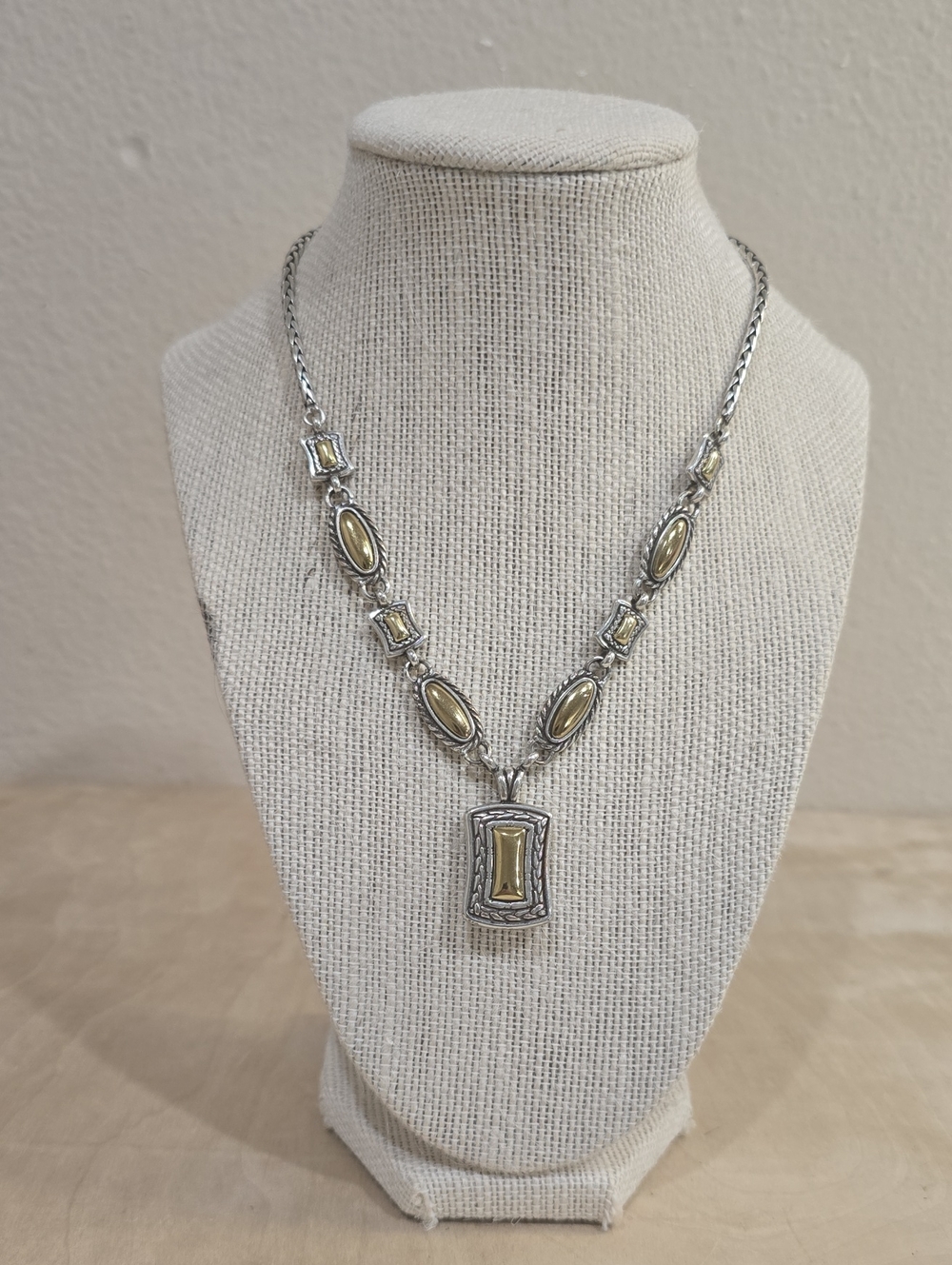 Brighton Reversible Silver Necklace with Yellow Stone Accents